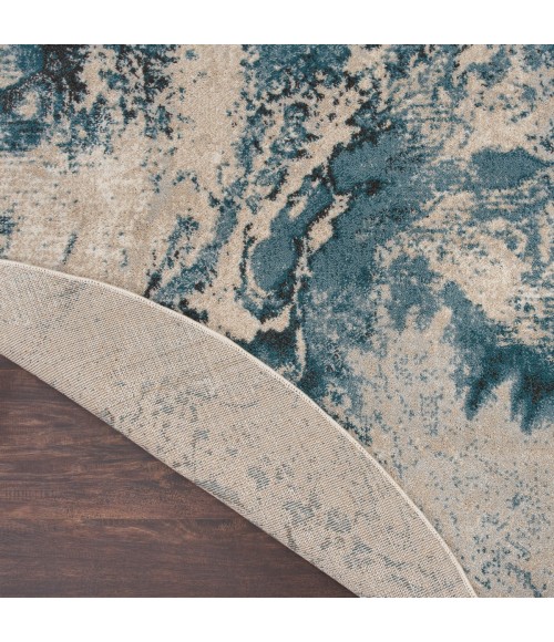 Nourison Maxell Area Rug MAE08 Ivory/Teal 5'3" x round