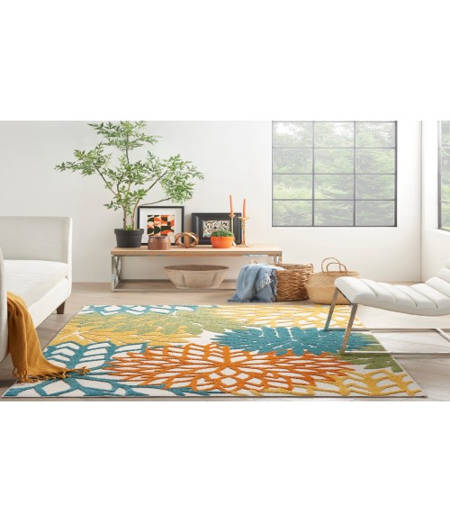 Nourison Aloha Turquoise Multicolor ALH05 3 ft. 6 in. X 5 ft. 6 in. Rectangle Rug