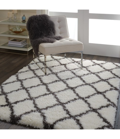 Nourison ULTRA PLUSH SHAG Area Rug Nourison Ultra Plush Shag Area Rug ULP02-Ivory/Charcoal