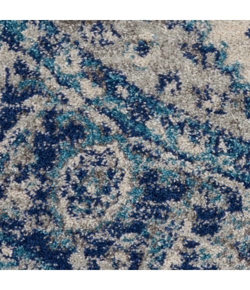 Nourison Tranquil Round Area Rug TRA06-Ivory/Light Blue