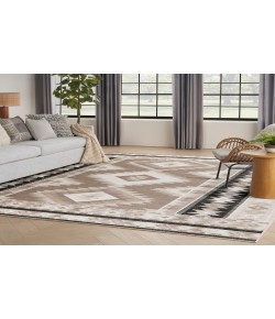 Nourison Washable Decor Beige Black WSD06 7 ft. 10 in. X 10 ft. Rectangle Rug