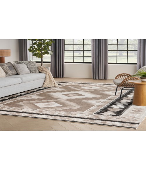Nourison Washable Decor Beige Black WSD06 7 ft. 10 in. X 10 ft. Rectangle Rug