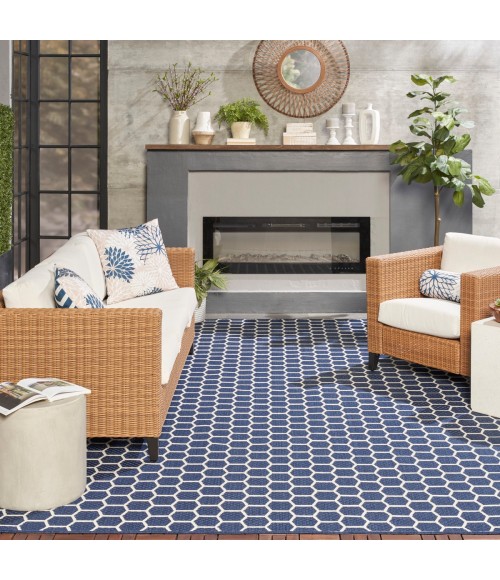 Nourison Reversible Indoor Outdoor Navy RVB01 10 ft. X 14 ft. Rect. Rug