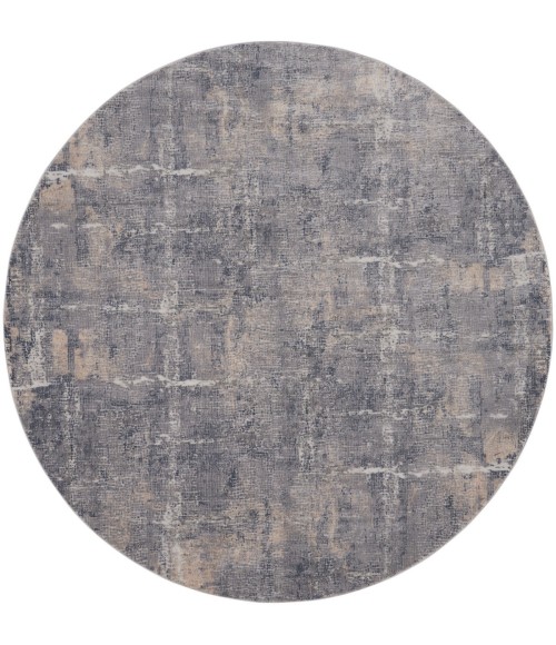 Nourison Rustic Textures Area Rug RUS06 Grey/Beige 5'3" Round