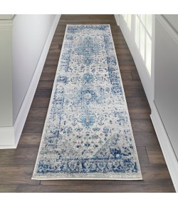 Nourison Tranquil(Traql) - Tra06 Ivory Light Blue Area Rug 2 ft. 3 X 7 ft. 3 Rectangle