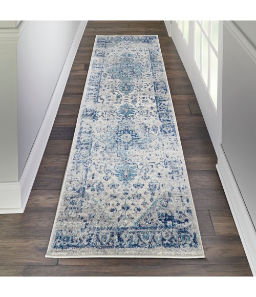Nourison Tranquil Runner Area Rug TRA06-Ivory/Light Blue