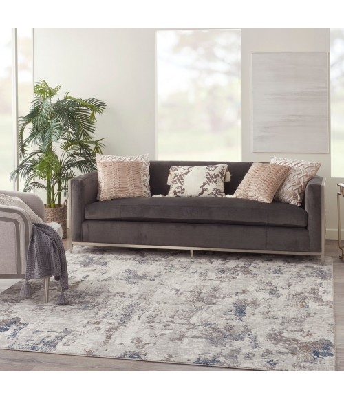 Nourison Royal Terrace White Blue KI42 8 ft. X 10 ft. Rect. Rug