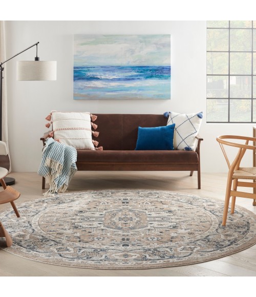 Nourison Quarry Beige Grey QUA05 10 ft. X Round Rug