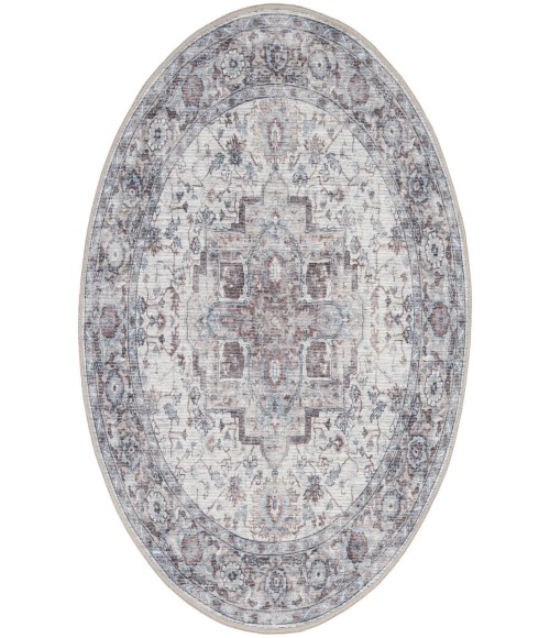 Nicole Curtis Machine Washable Series 1 Ivory Beige SR101 4 ft. Round Rug