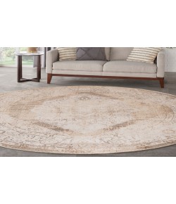 Nourison Astra Machine Washable Beige ASW11 7 ft. 10 in. Round Rug