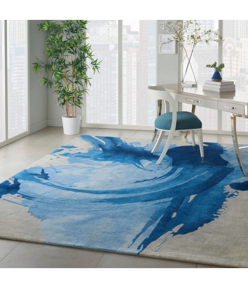 Nourison Symmetry Area Rug SMM01-Blue/Ivory