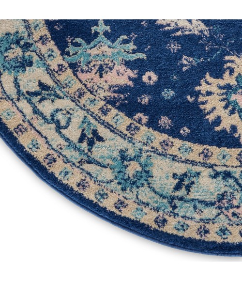 Nourison Tranquil Round Area Rug TRA10-Navy/Ivory