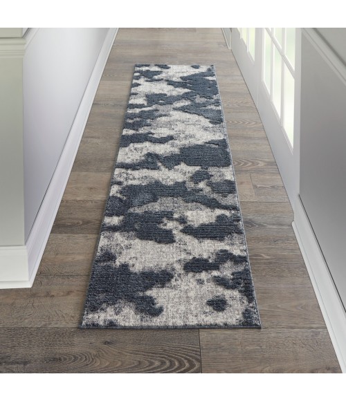 Nourison TEXTURED CONTEMPORARY Area Rug Nourison Textured Contemporary Runner Area Rug TEC01-Blue/Grey