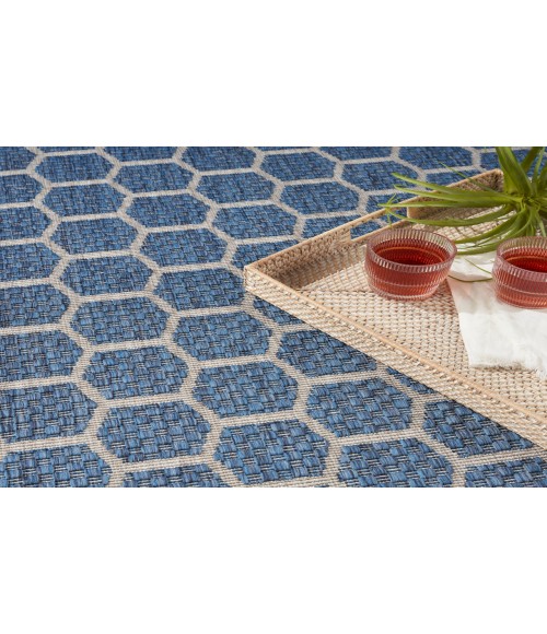Nourison Reversible Indoor Outdoor Blue RVB01 8 ft. X 10 ft. Rectangle Rug