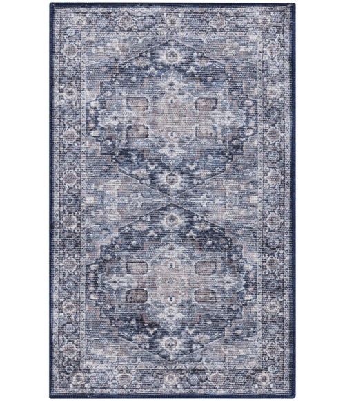 Nicole Curtis Machine Washable Series 1 Ivory Navy SR101 3 ft. X 5 ft. Rectangle Rug