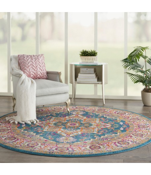 Nourison Passion Area Rug PSN20 Teal Multicolor 8' x ROUND