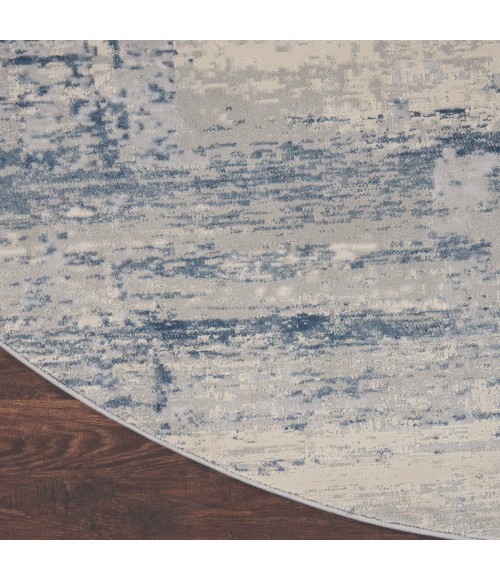 Nourison Rustic Textures Area Rug RUS10 Ivory Blue 5'3" Round