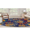Nourison Aloha Navy Multicolor ALH17 5 ft. 3 in. Round Rug