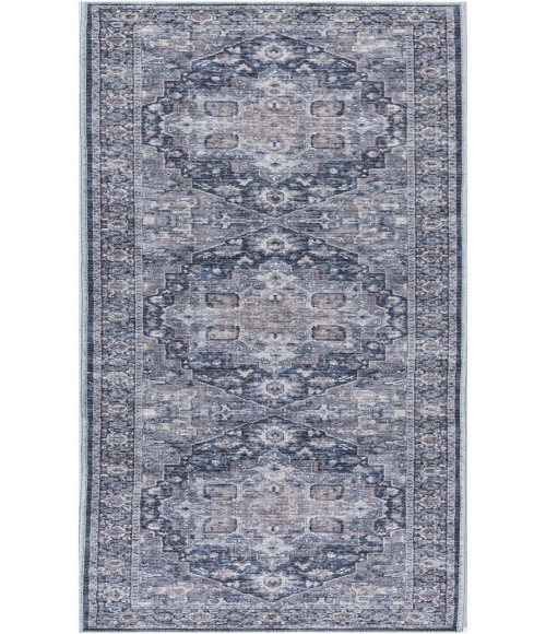 Nicole Curtis Machine Washable Series 1 Ivory Navy SR101 2 ft. X 6 ft. Rectangle Rug