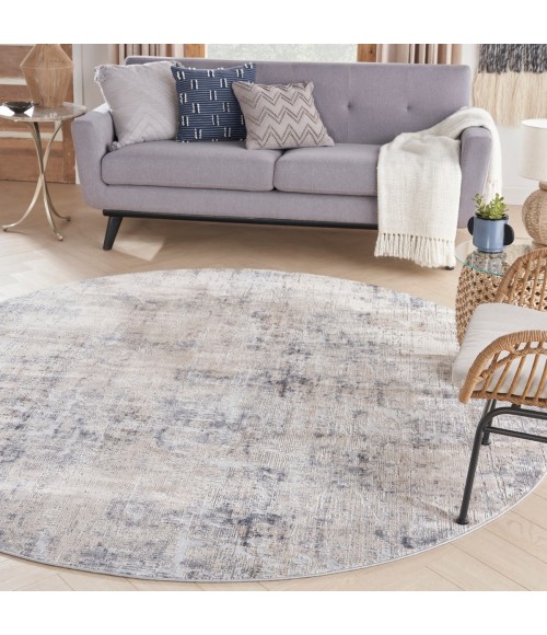 Nourison Rustic Textures Area Rug RUS01 Grey/Beige 5'3" x round