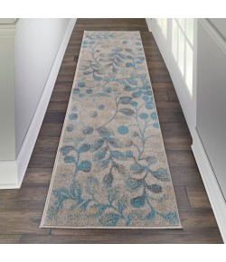 Nourison Tranquil(Traql) - Tra03 Ivory Turquoise Area Rug 2 ft. 3 X 7 ft. 3 Rectangle