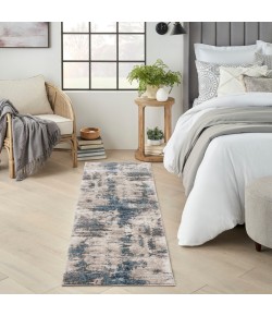 Nourison Ki100 American Manor - Amr04 Ivory Blue Area Rug 2 ft. 2 in. X 7 ft. 6 in. Runner