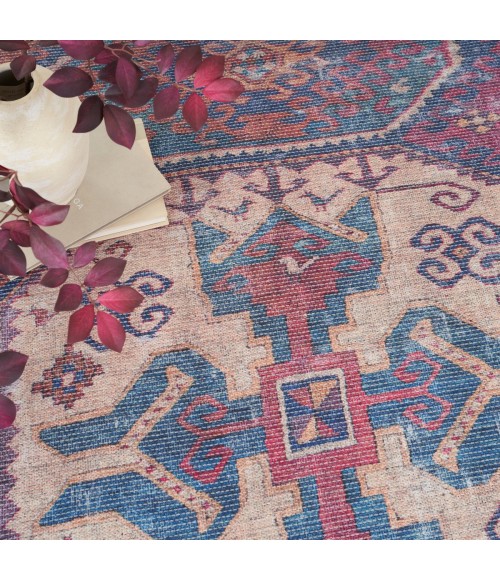 Nicole Curtis Machine Washable Series 1 Area Rug SR105 Red/Navy 4' x 6'