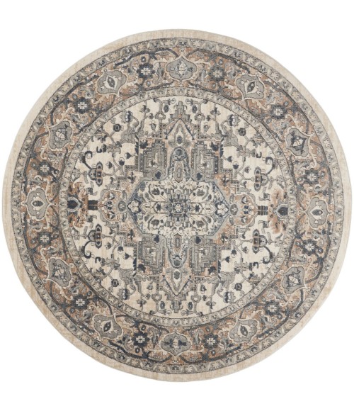 Nourison Quarry Ivory Grey QUA05 8 ft. X Round Rug