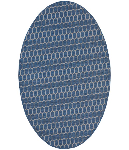 Nourison Reversible Indoor Outdoor Blue RVB01 8 ft. Round Rug