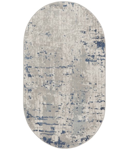 Nourison Concerto Ivory Grey Blue CNC01 3 ft. X 5 ft. Oval Rug