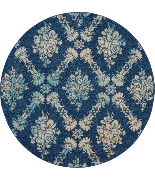 Nourison Tranquil Round Area Rug TRA09-Navy/Light Blue