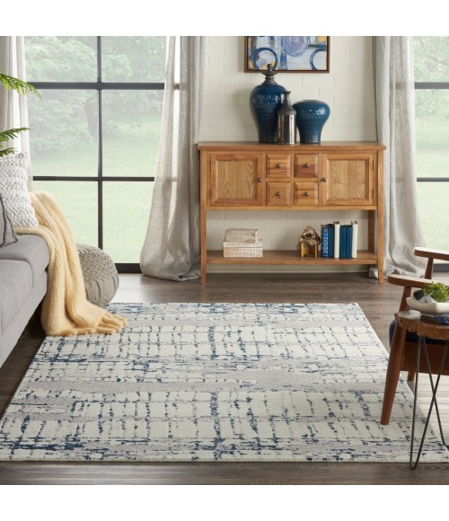 Nourison Twilight Area Rug TWI10 Ivory/Navy 5'6" x 8'