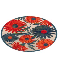 Nourison Aloha Ivory Multicolor ALH33 5 ft. 3 in. Round Rug