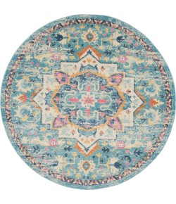 Nourison Home Passion PSN25 Ivory Light Blue 8 ft. Round Area Rug
