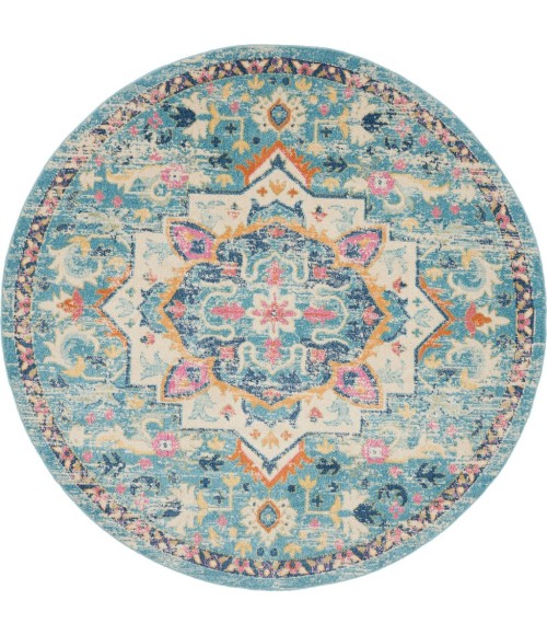 Nourison Passion Round Area Rug PSN25-Ivory/Light Blue