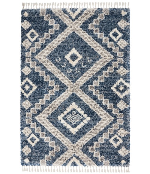 Nourison Scandinavian Shag Denim Blue SCN02 5 ft. 3 in. X 7 ft. 9 in. Rect. Rug