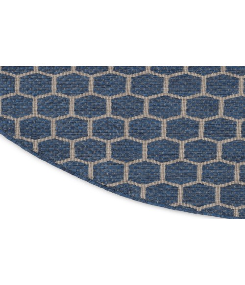 Nourison Reversible Indoor Outdoor Blue RVB01 8 ft. Round Rug