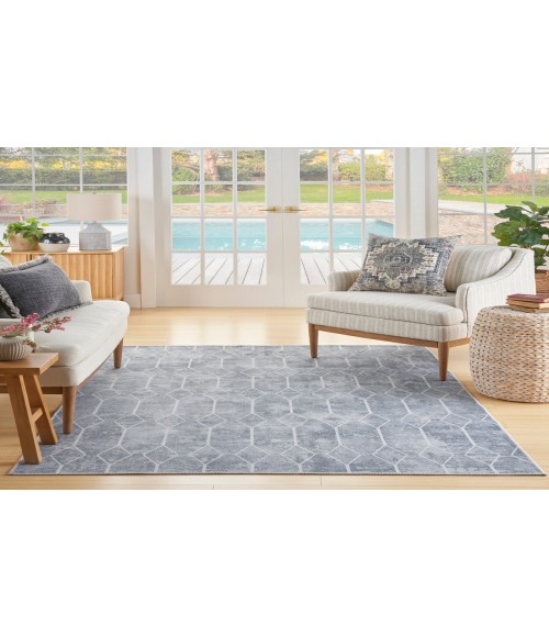 Nicole Curtis Machine Washable Series 1 Blue Grey SR107 5 ft. 3 in. X 7 ft. 3 in. Rectangle Rug