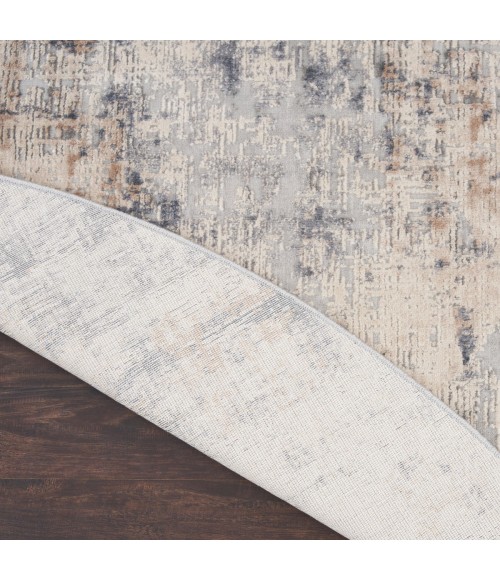 Nourison Rustic Textures Area Rug RUS01 Grey/Beige 7'10" x round