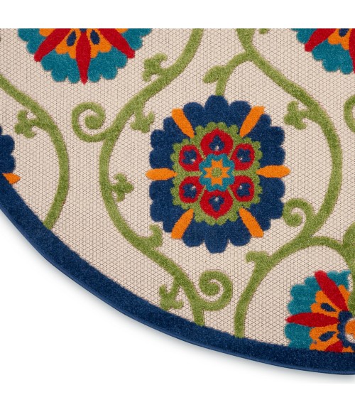 Nourison Aloha Round Area Rug ALH19-Blue/Multicolor