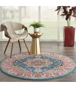 Nourison Passion - Psn20 Teal Multicolor Area Rug 5 ft. 3 in. X Round