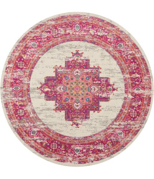 Nourison Passion Round Area Rug PSN03-Ivory/Fuchsia