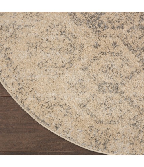 Nourison Tranquil Area Rug TRA13 Beige/Grey 5'3" Round