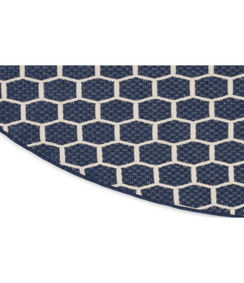 Nourison Reversible Indoor Outdoor Navy RVB01 8 ft. Round Rug