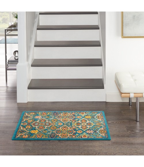 Nourison Allur Area Rug ALR03-Turquoise Ivory
