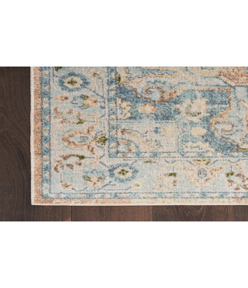 Nourison Astra Machine Washable Beige Blue ASW12 7 ft. 10 in. X 10 ft. Rectangle Rug