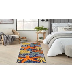 Nourison Home Aloha ALH24 Navy Multicolor 2 ft. 3 in. X 8 ft. Area Rug