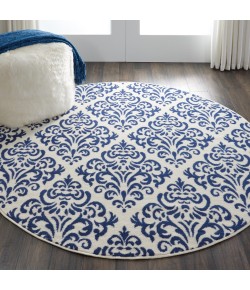 Nourison Home Grafix GRF06 White/Blue 5 ft. 3 in. Round Area Rug