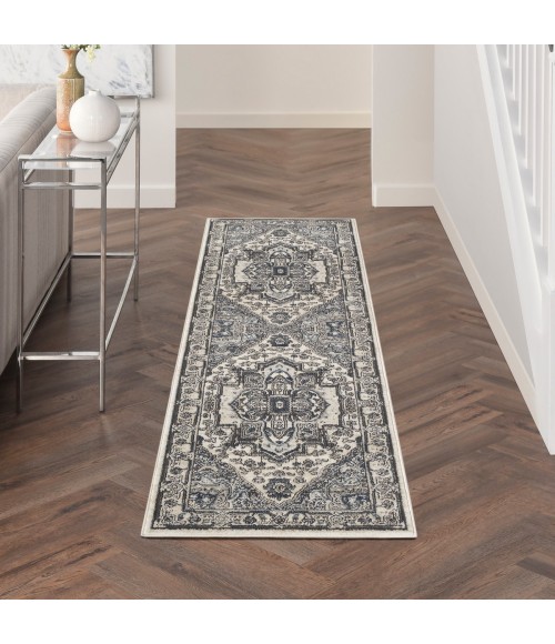 Nourison Quarry Ivory Navy QUA18 10 ft. Rect. Rug
