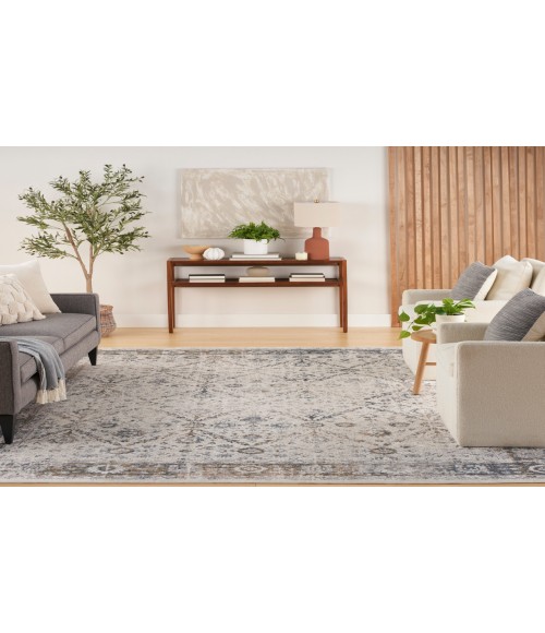Nourison Astra Machine Washable Ivory Blue ASW16 7 ft. 10 in. X 10 ft. Rectangle Rug